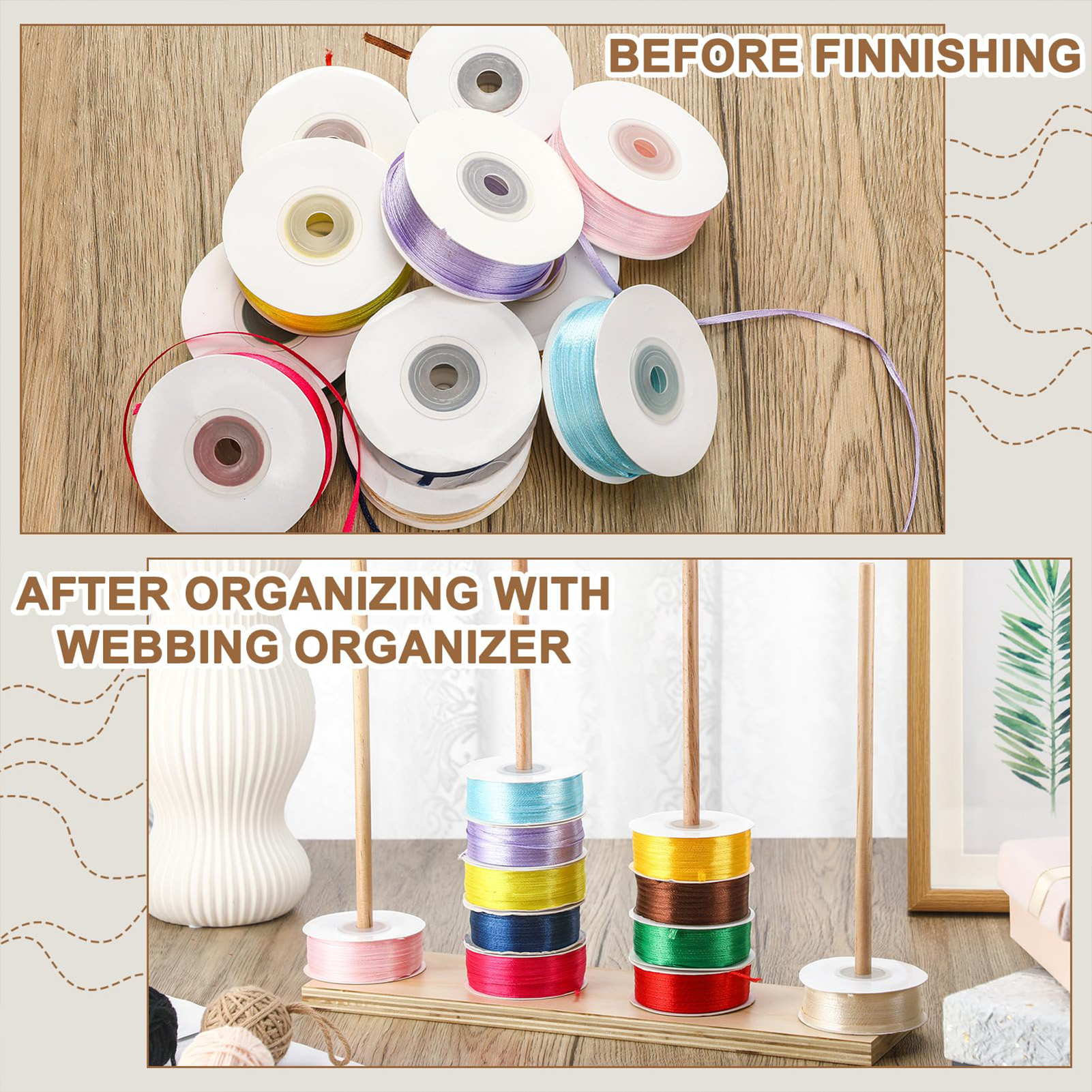 Wooden Ribbon Rack Storage Org – обзор и цена Florist Supply Ribbon