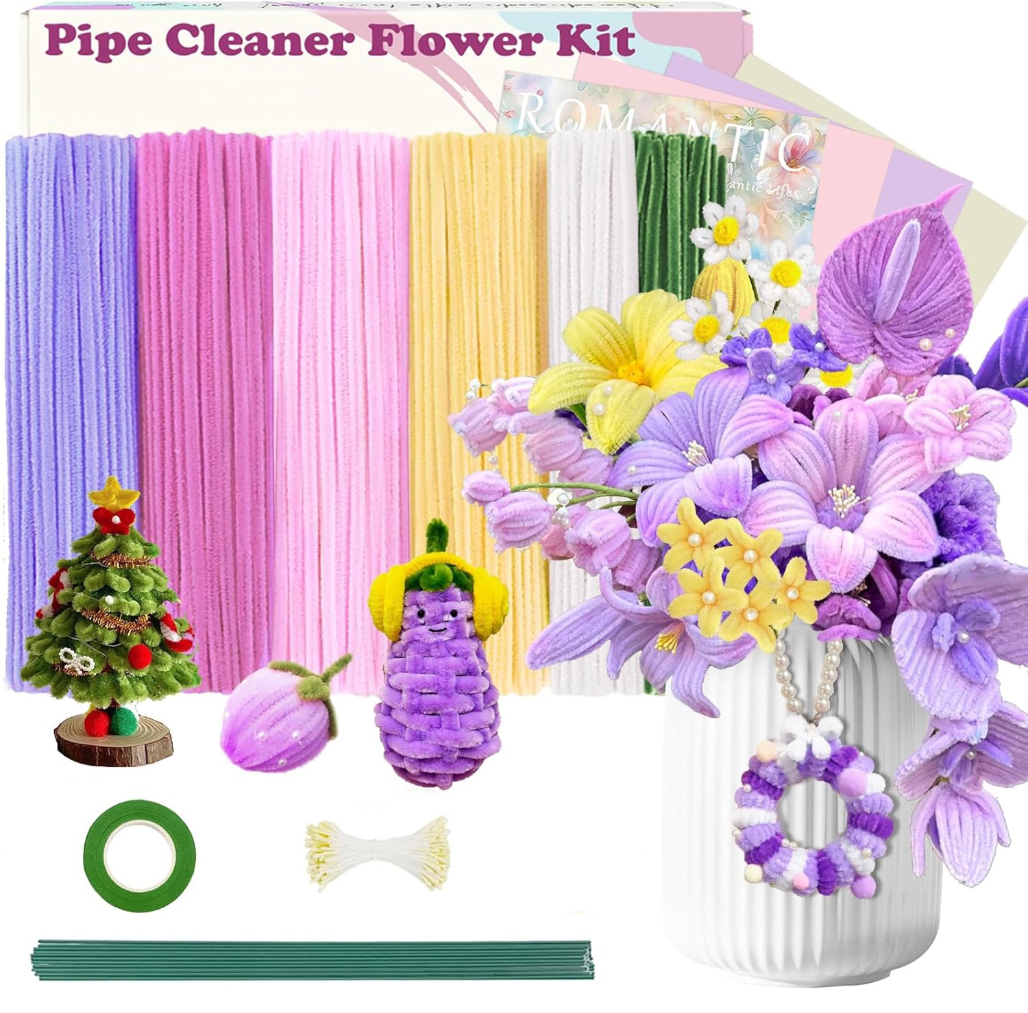 500 Pcs Pipe Cleaners Flower k – обзор и цена Floral Tape Green