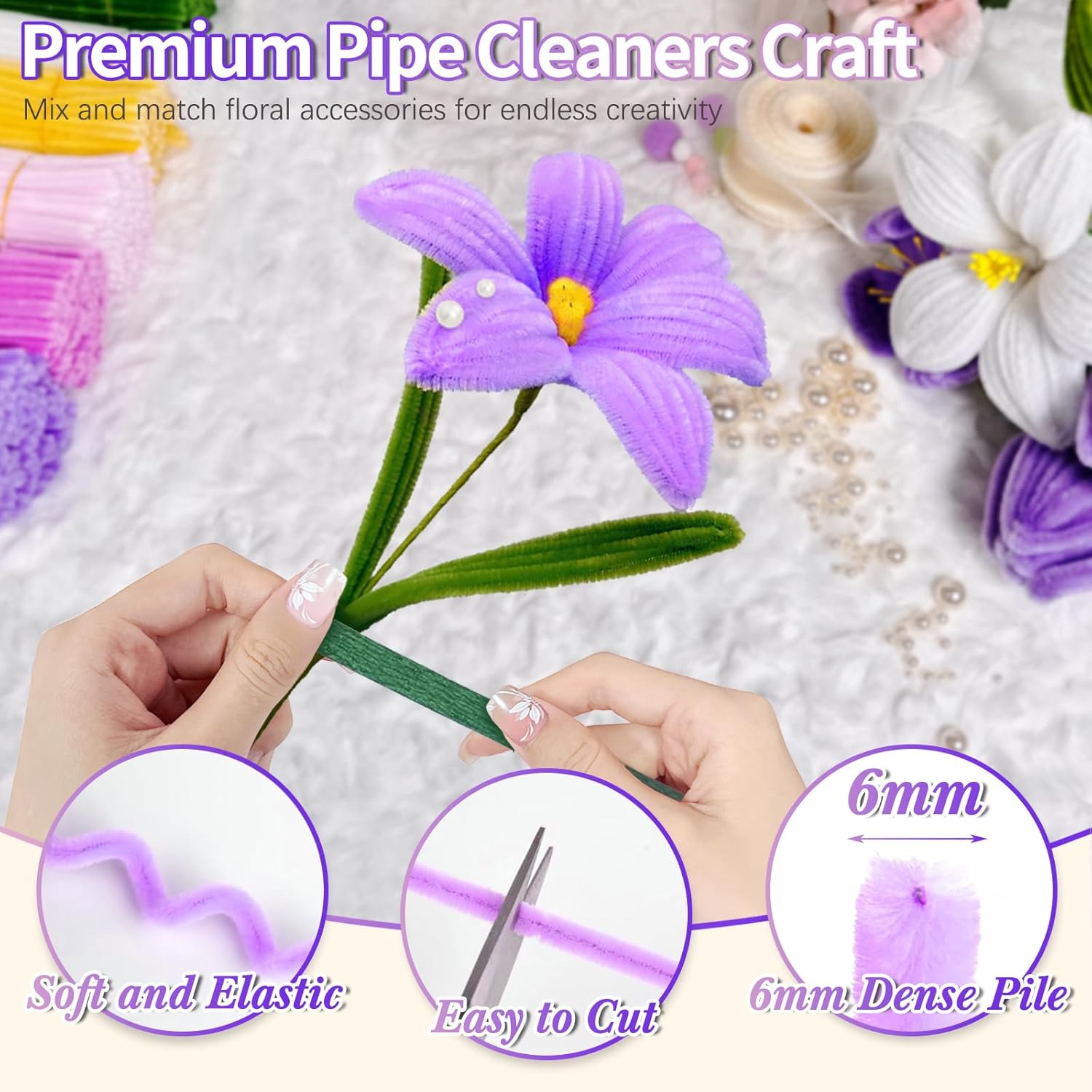 500 Pcs Pipe Cleaners Flower k – обзор и цена Floral Tape Green