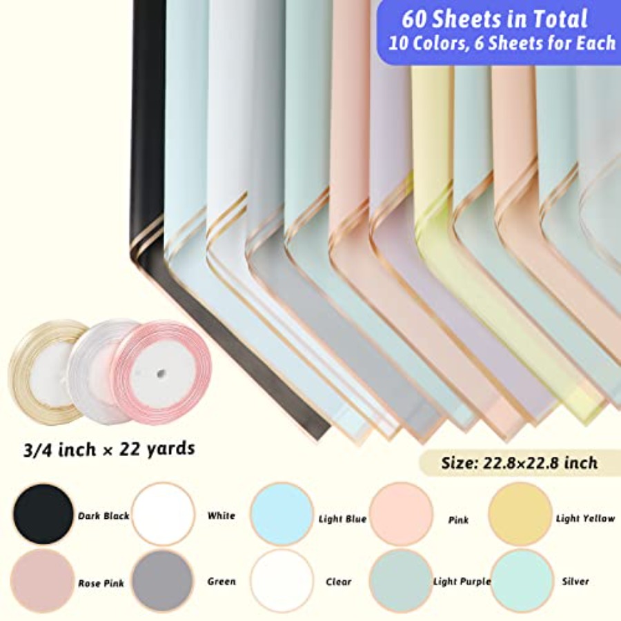 60 Sheet Gold Edge Flower Wrap – обзор и цена Florist Supply Ribbon