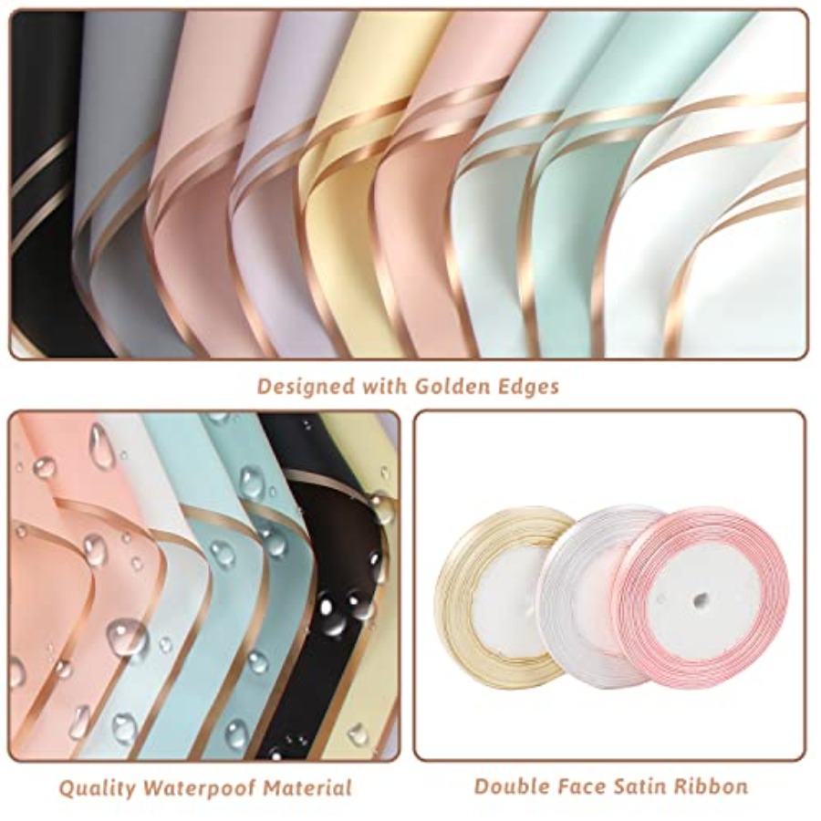 60 Sheet Gold Edge Flower Wrap – обзор и цена Florist Supply Ribbon