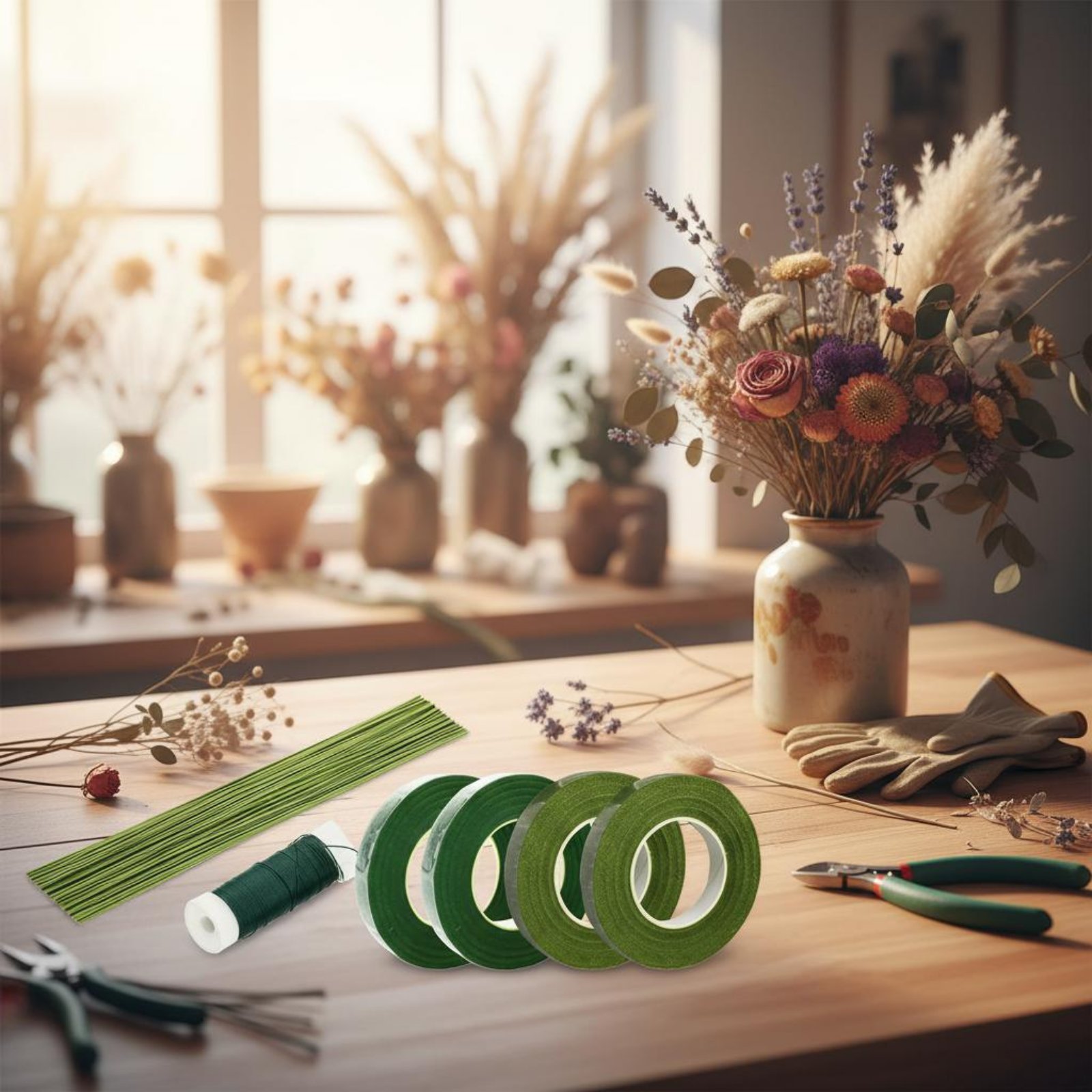 Floral Arrangement Making Kit  – обзор и цена Floral Tape Green