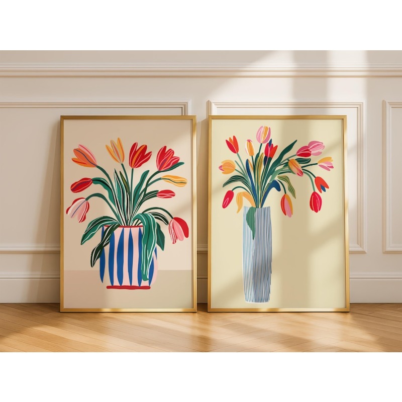 2pcs Tulip Flowers Canvas Wall – обзор и цена Florist Supply Vases